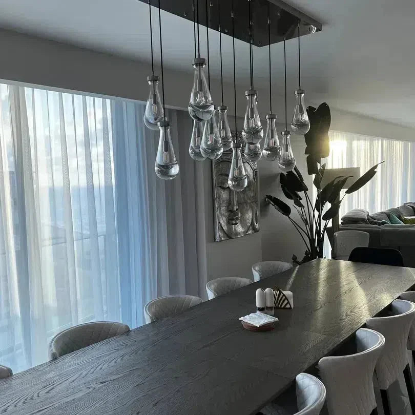 Raindrop Glass Linear Chandelier 72"