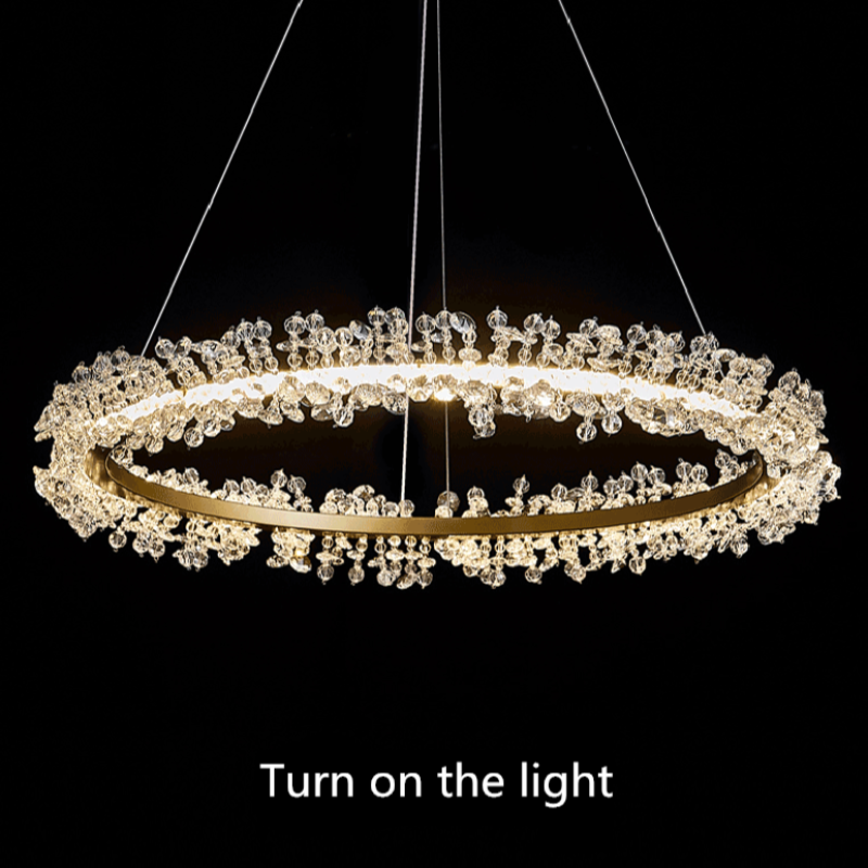 JC Exquisite Ring Crystal Golden Round Chandelier