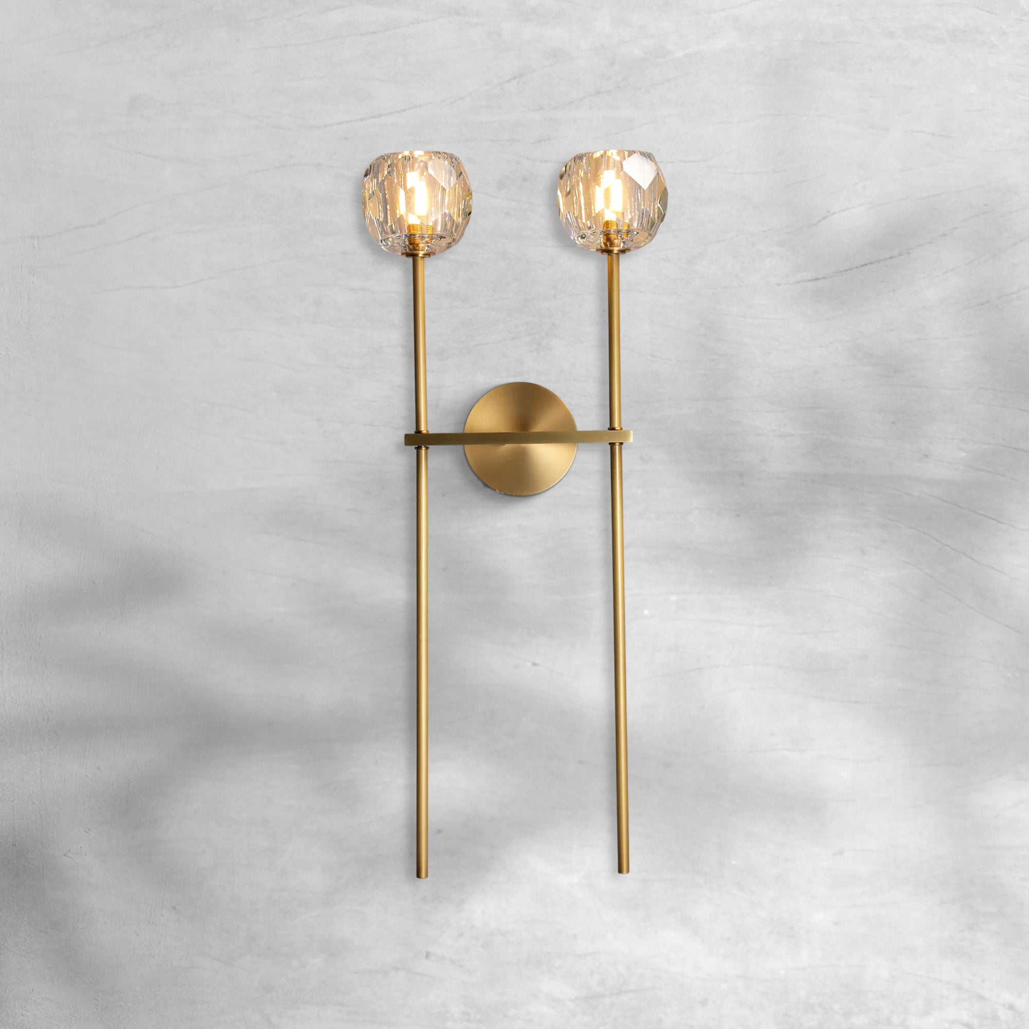 Bille De Crystal Smoke Glass Double Grand Wall Sconce