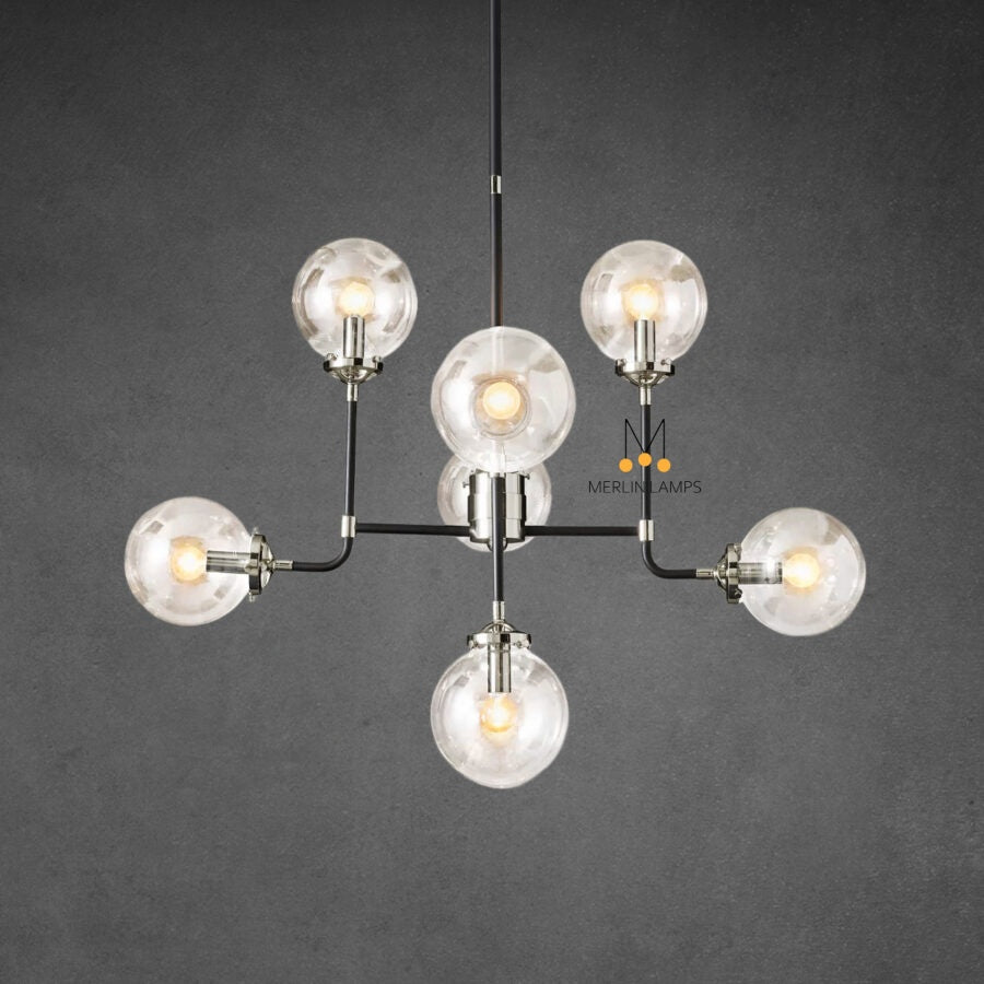 Bistro Globe Clear Glass Chandelier 34″