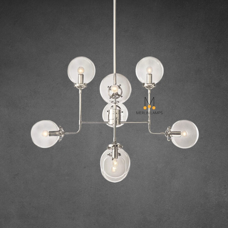 Bistro Globe Clear Glass Chandelier 34″