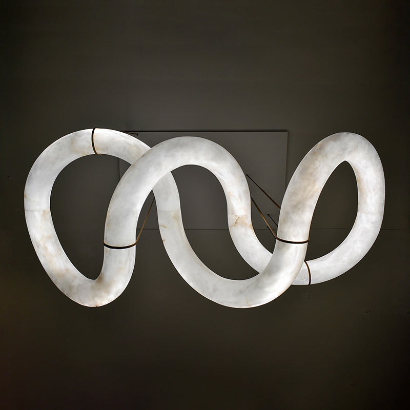 Alabaster Unique Curved Ethereal Alabaster Chandelier