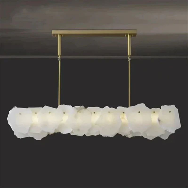 Alabaster Oval Chandelier with Rod, Dining Room Chandelier