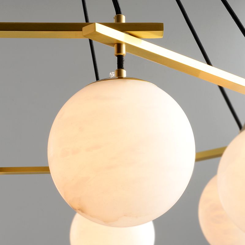 Alabaster Modern Structural Ball Chandelier