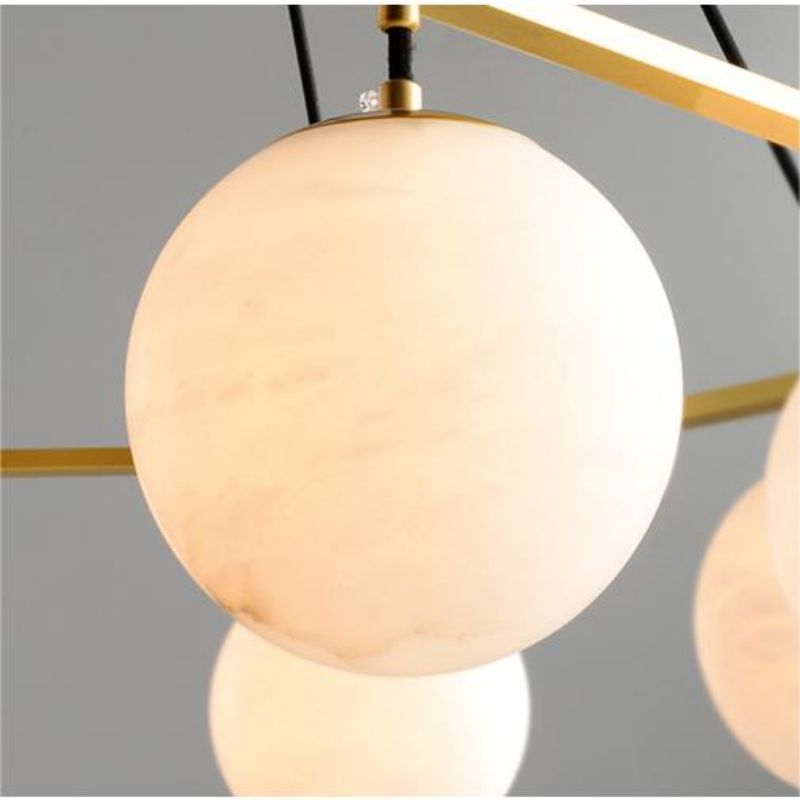 Alabaster Modern Structural Ball Chandelier