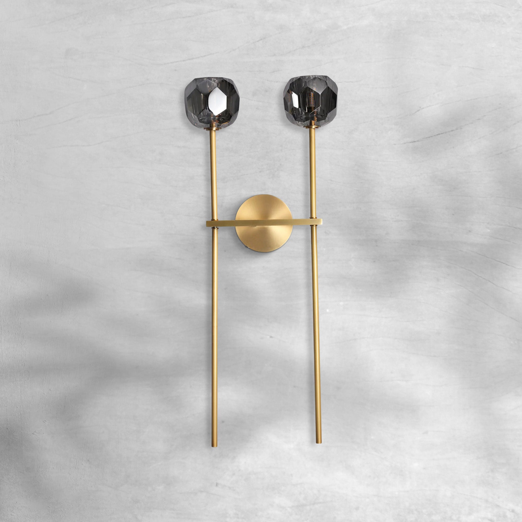 Bille De Crystal Smoke Glass Double Grand Wall Sconce