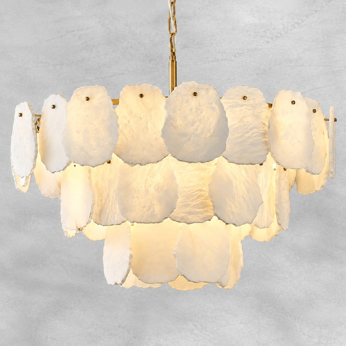 Your Brand Tiered Round Alabaster Chandelier