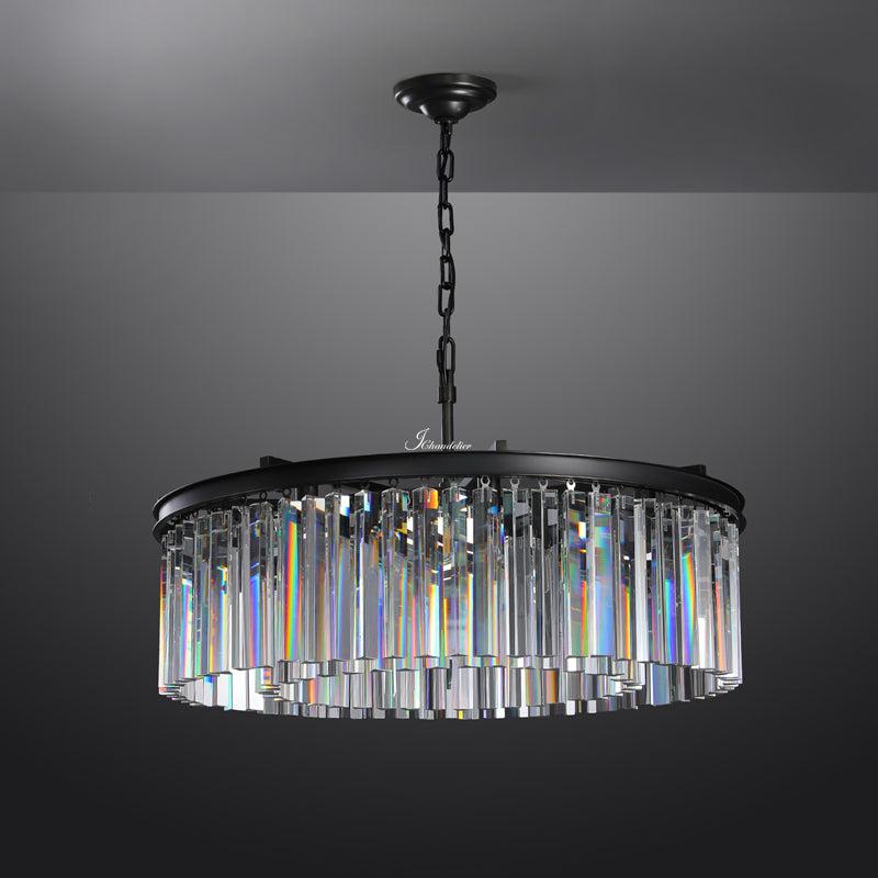 1920s Orion Art Deco Round Chandelier 32"D/43"D