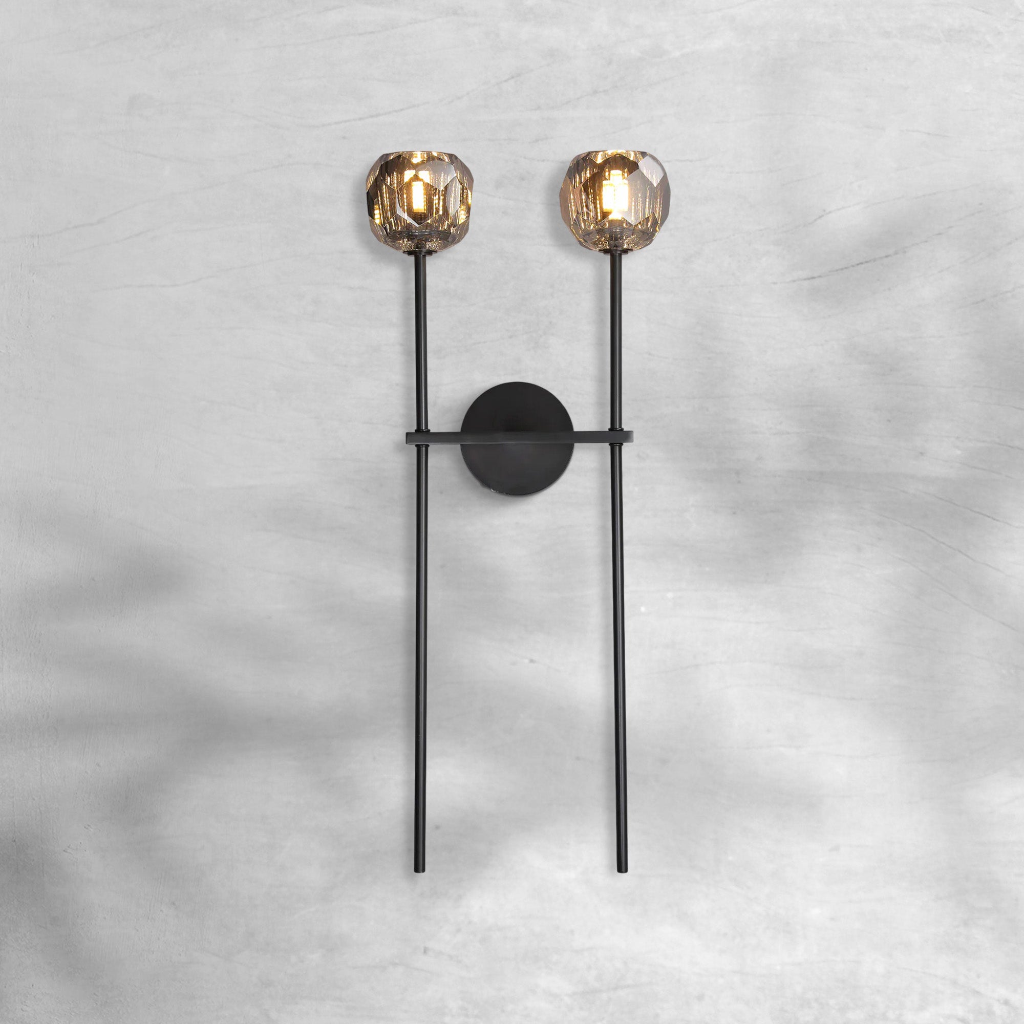 Bille De Crystal Smoke Glass Double Grand Wall Sconce