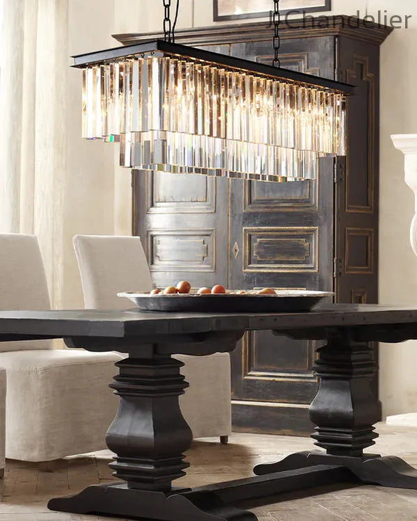 1920s Odaon Art Deco Rectangular Chandelier 40"