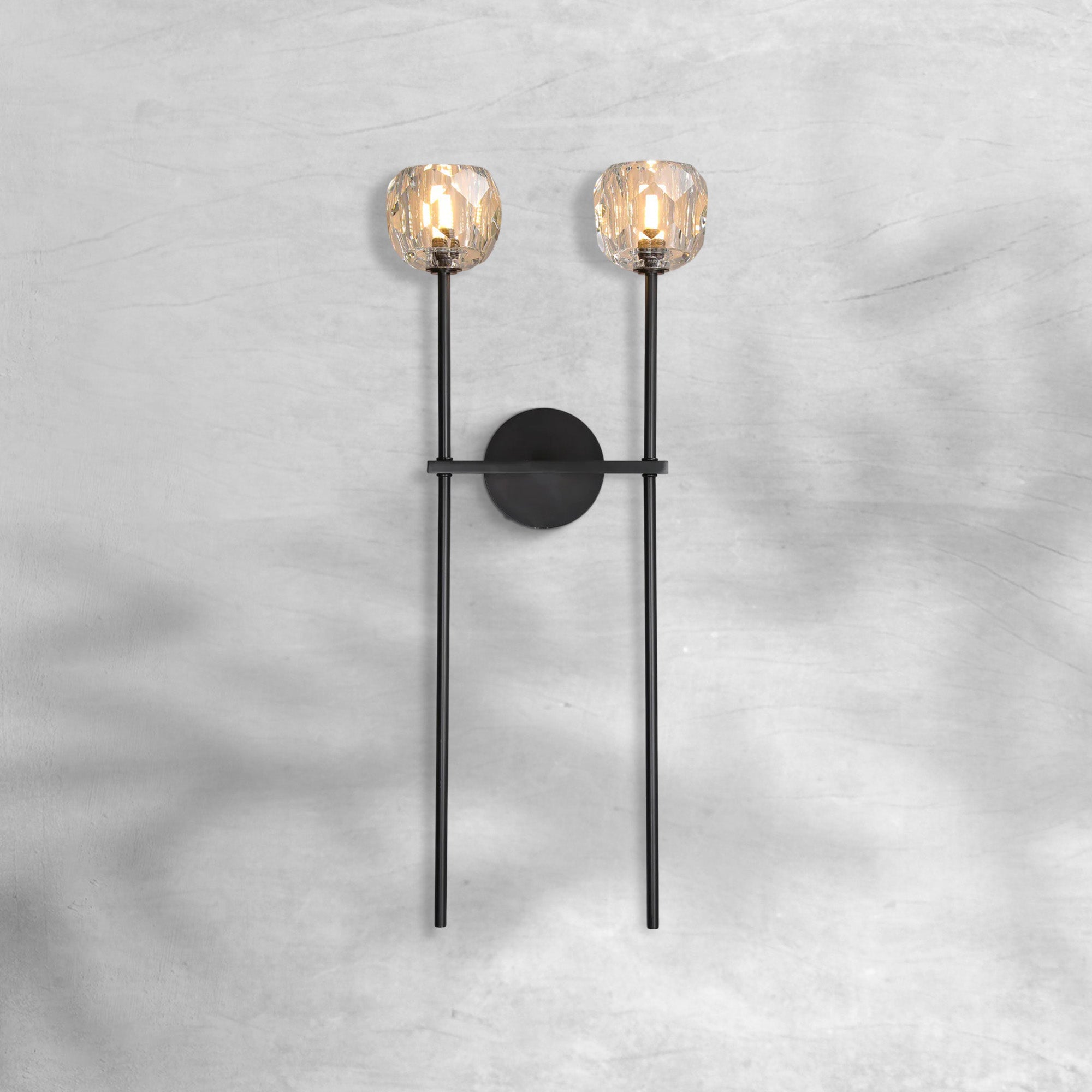 Bille De Crystal Smoke Glass Double Grand Wall Sconce