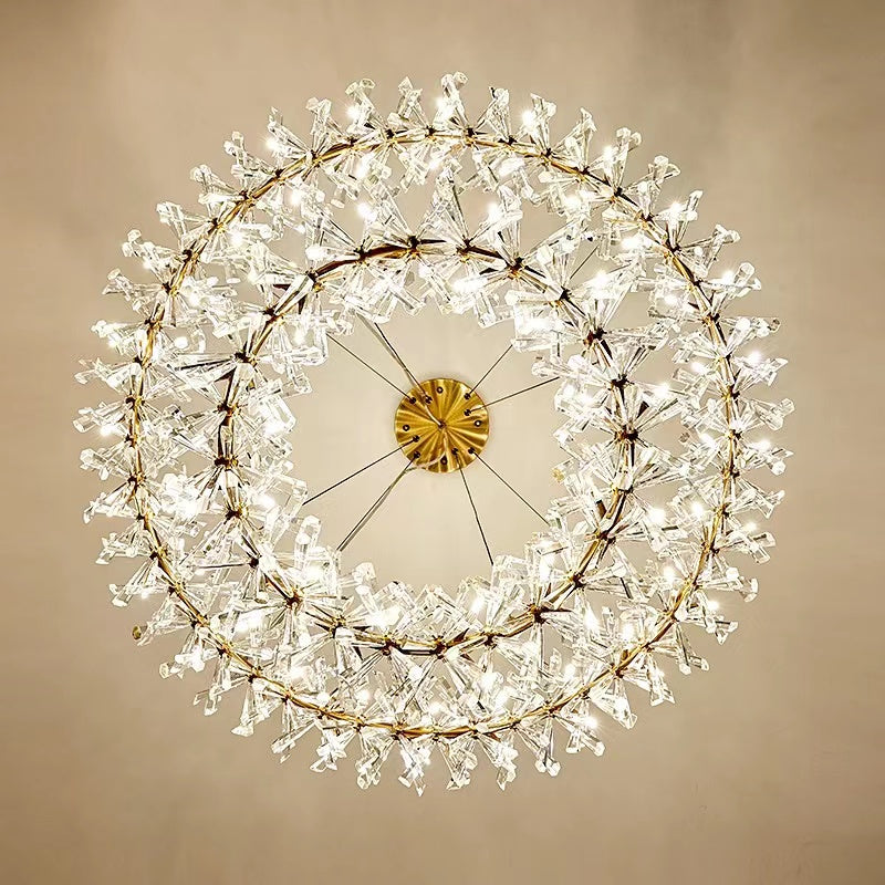 JC Rock 2 Wheel Frozen Ice Crystal Chandelier Light
