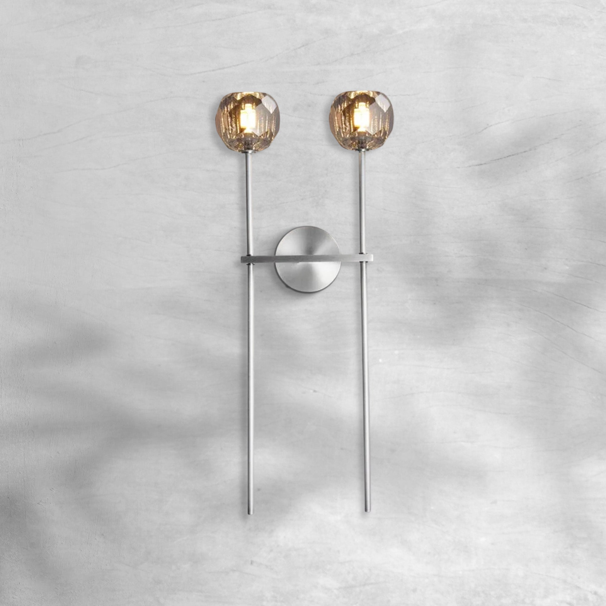 Bille De Crystal Smoke Glass Double Grand Wall Sconce