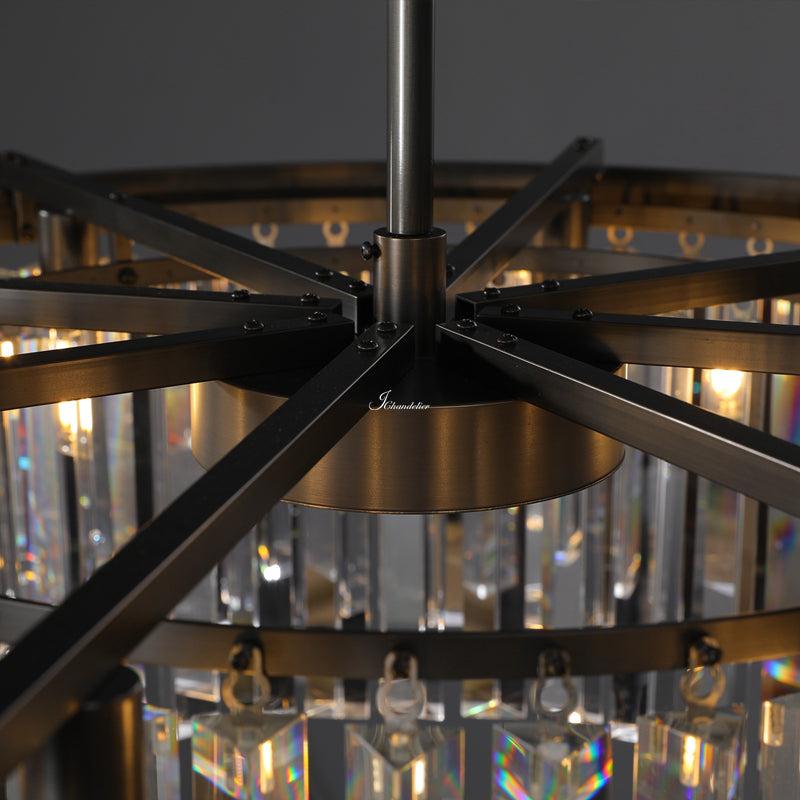 1920s Orion Art Deco Round Chandelier 32"D/43"D