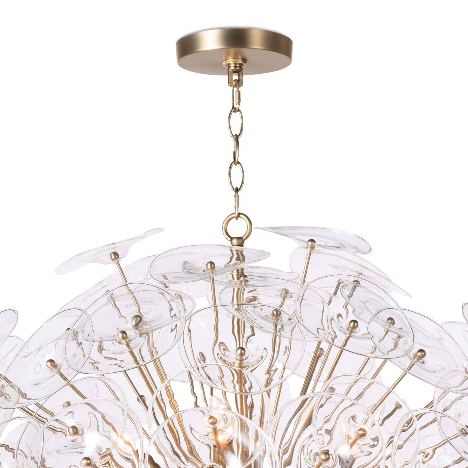 Polara Brass Glass Chandelier Large
