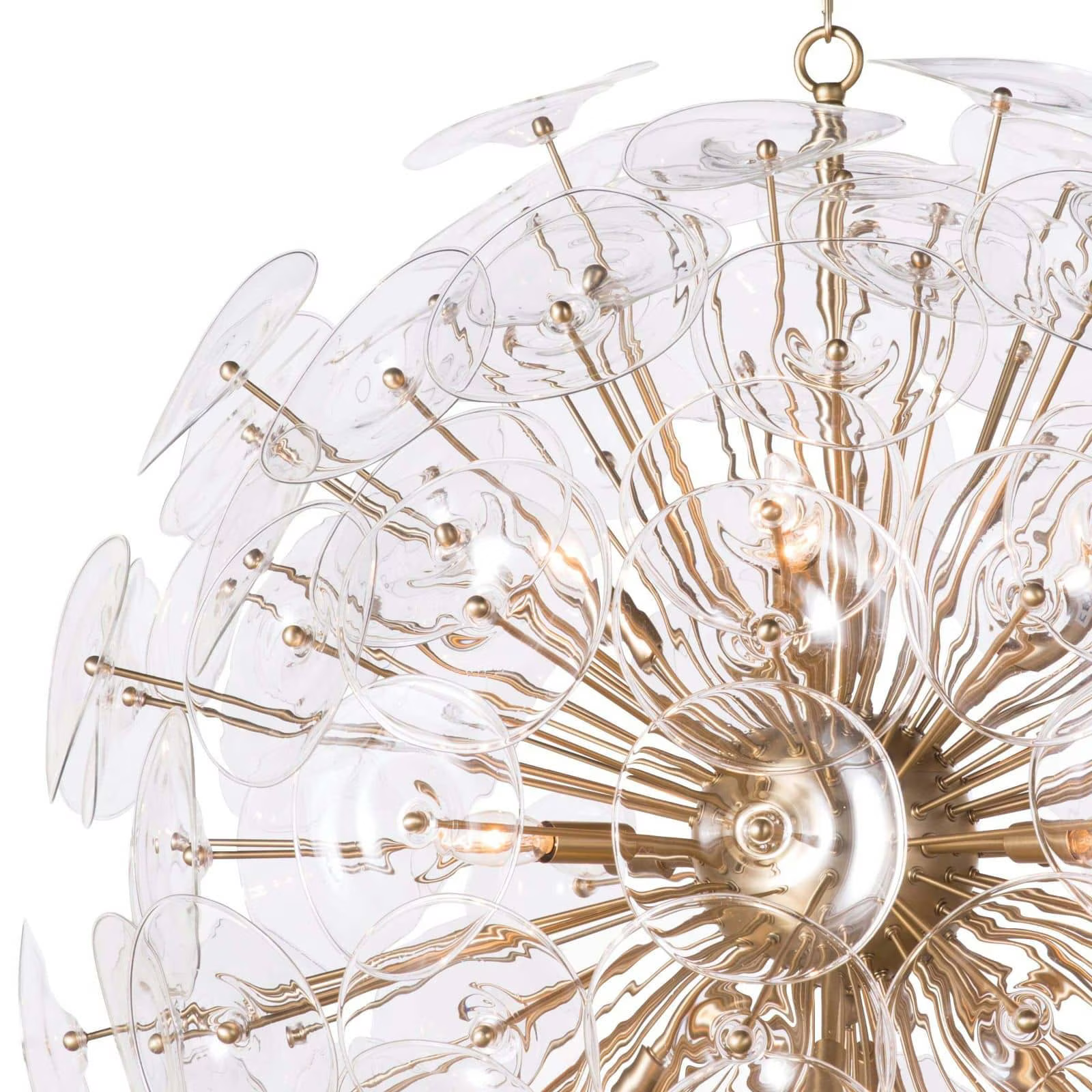 Polara Brass Glass Chandelier Large