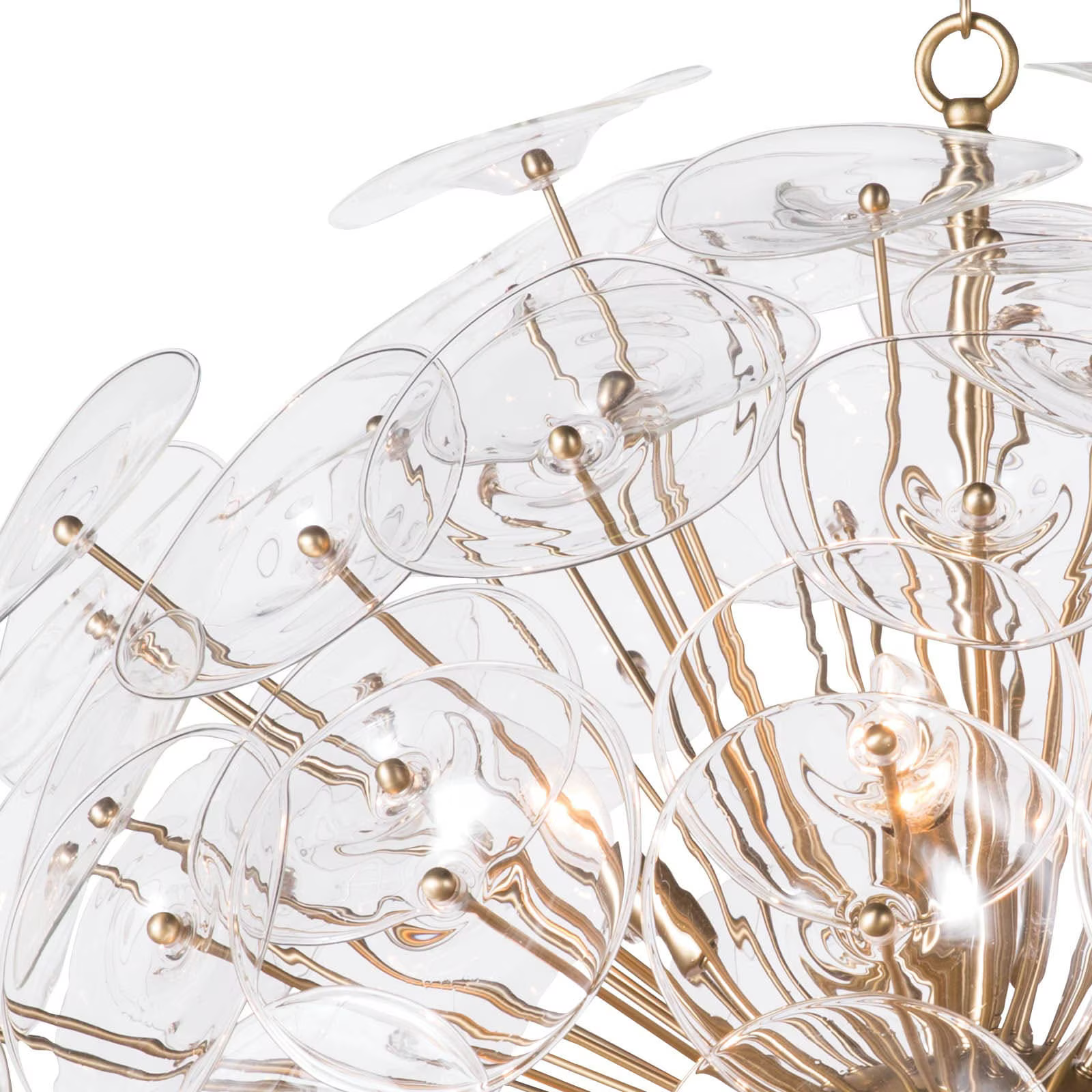 Polara Brass Glass Chandelier Large