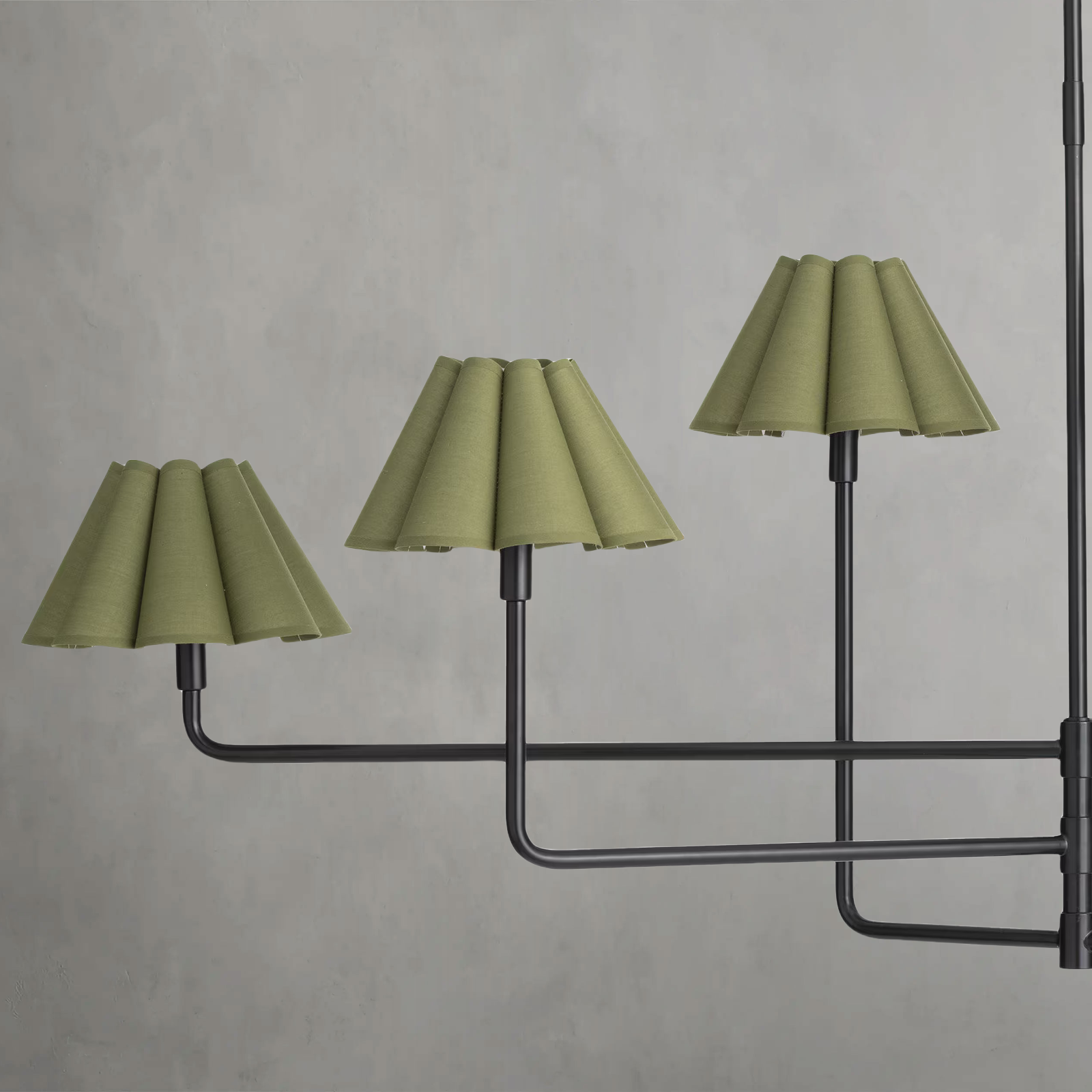 Polara green linen Chandelier(Blackened Brass)
