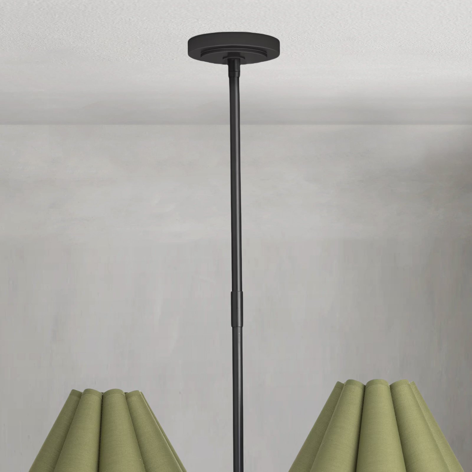 Polara green linen Chandelier(Blackened Brass)