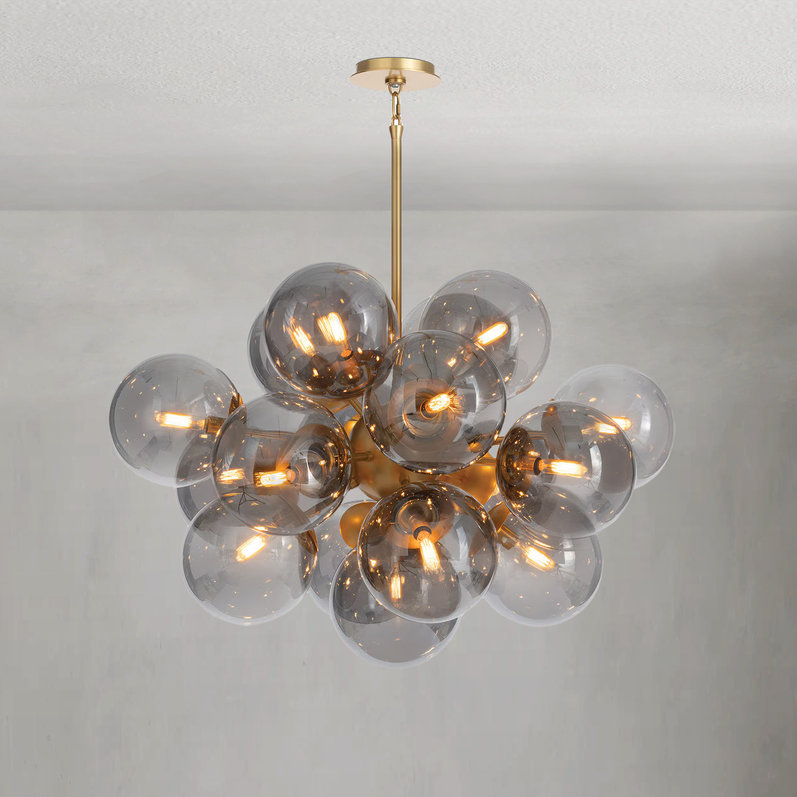 Driftelle Brass Smoked Glass Chandelier