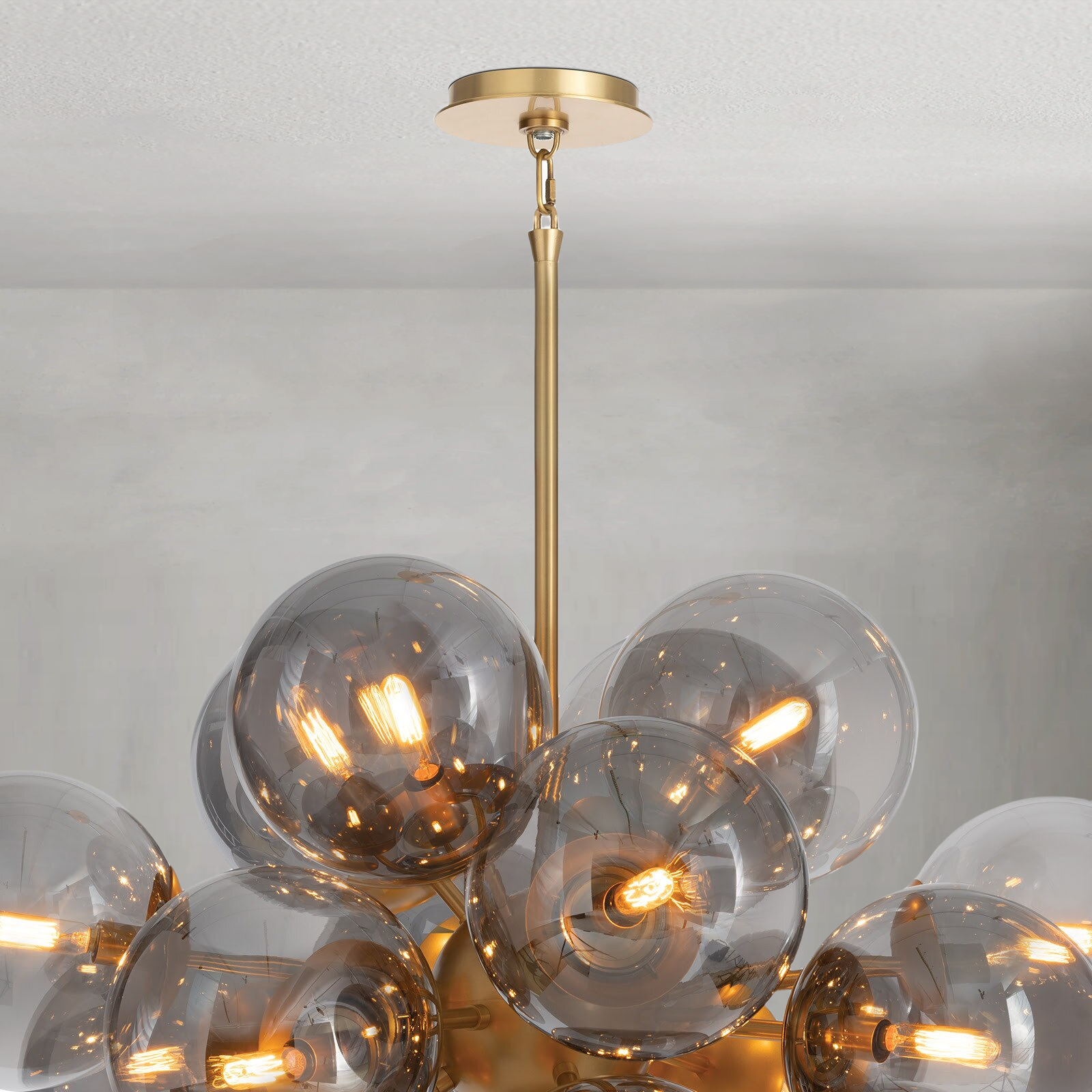 Driftelle Brass Smoked Glass Chandelier