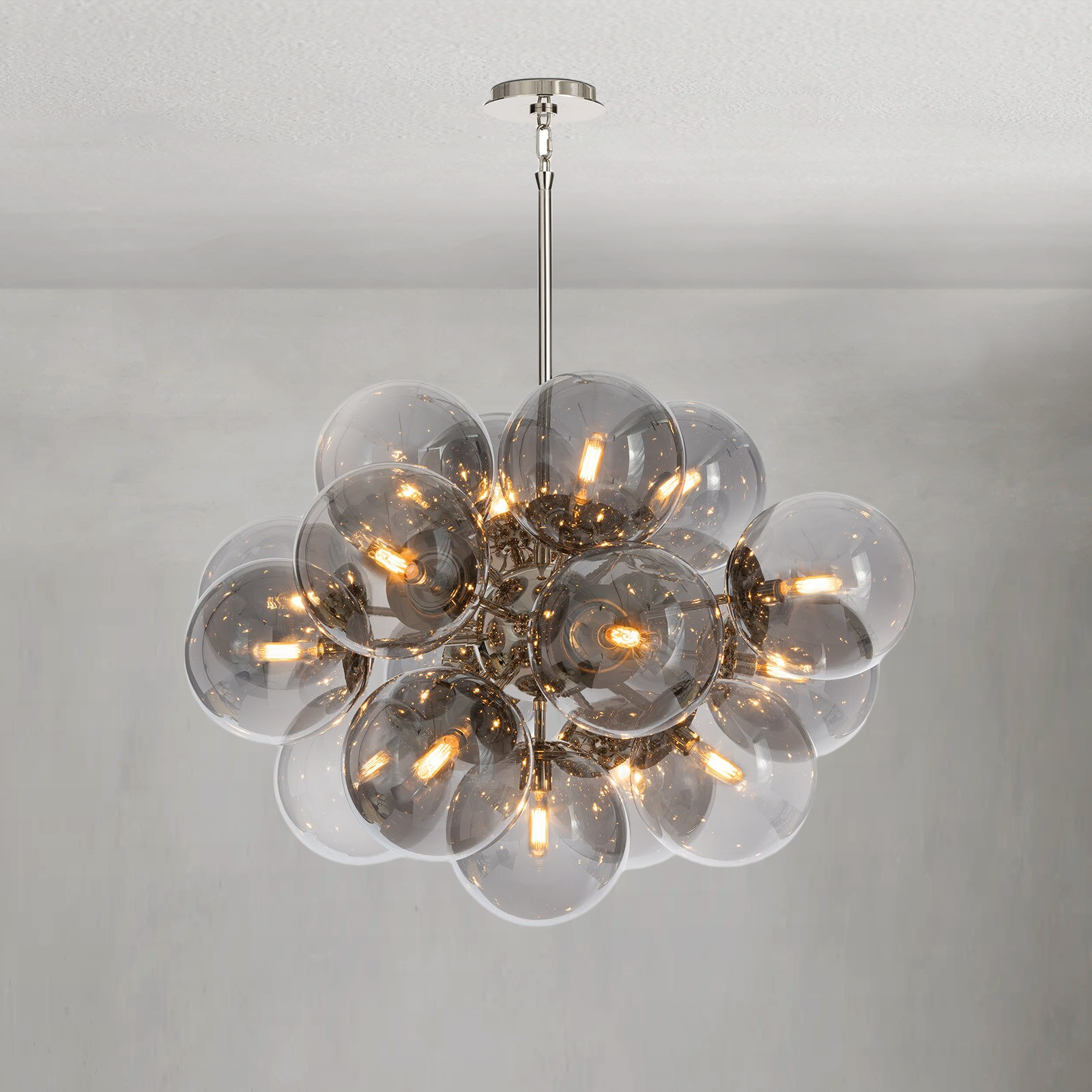 Driftelle Nickel Smoked  Glass Chandelier