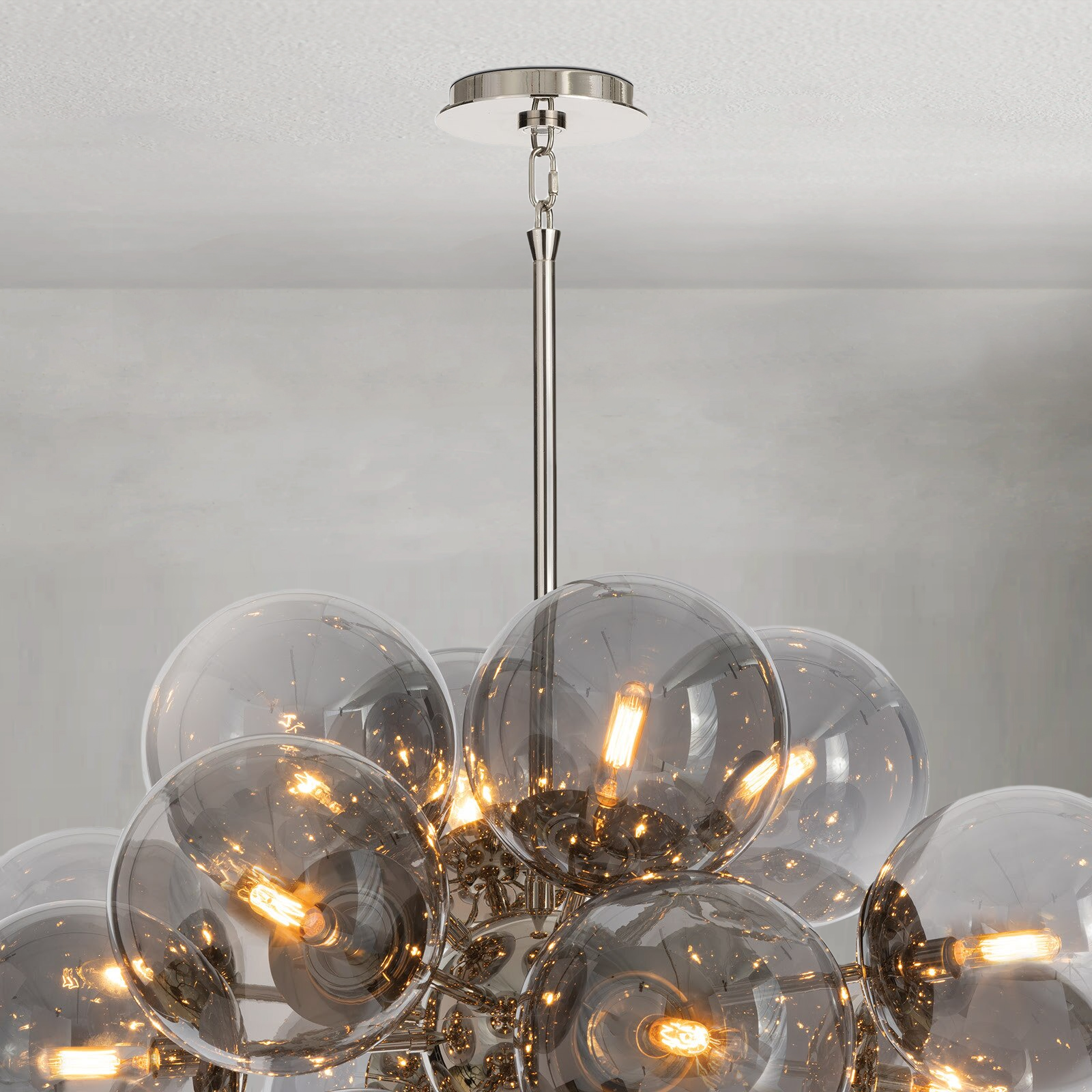 Driftelle Nickel Smoked  Glass Chandelier