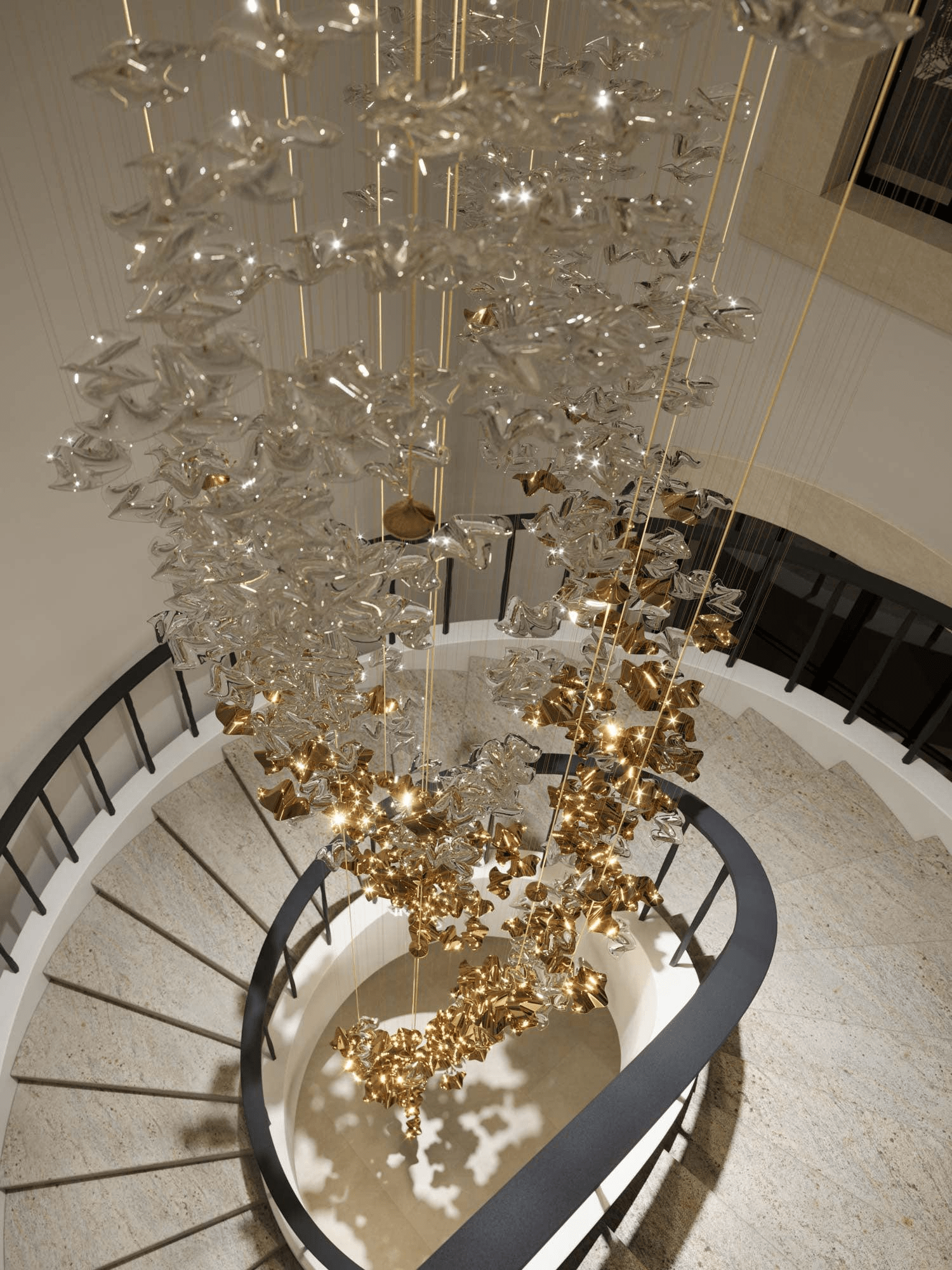 Galaxy Tidal Art Glass Crystal Spiral Chandelier