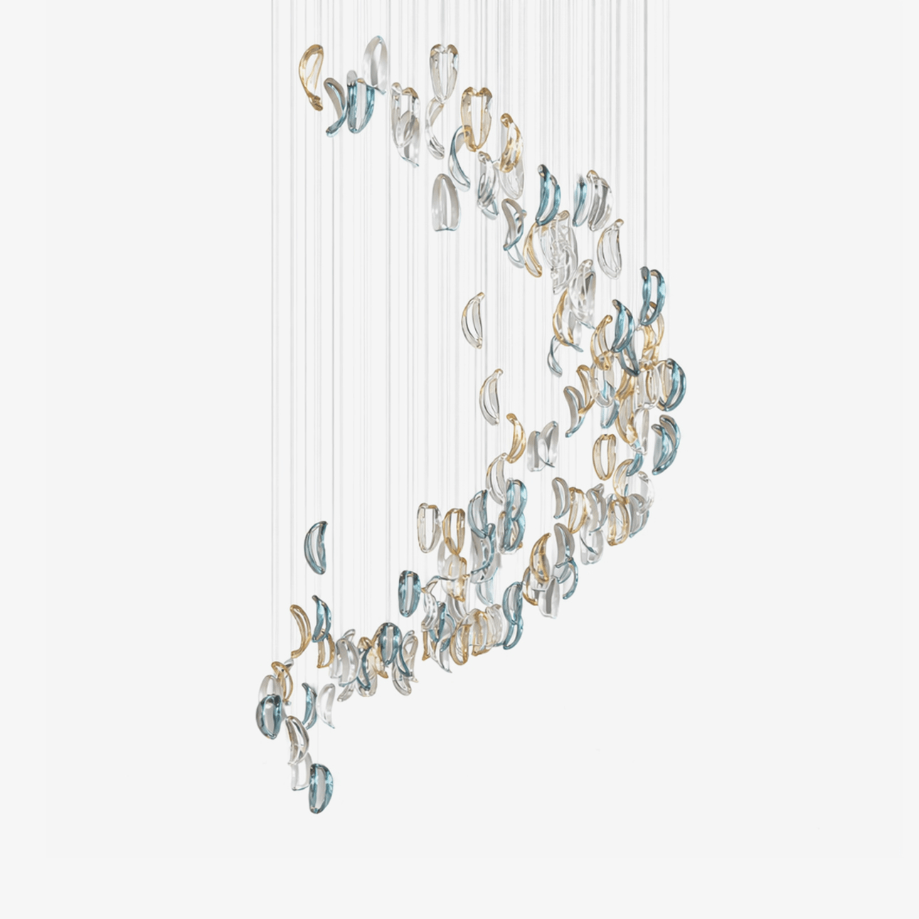 Galaxy Aqua Ripple Glass Meteor Shower Crystal Spiral Chandelier