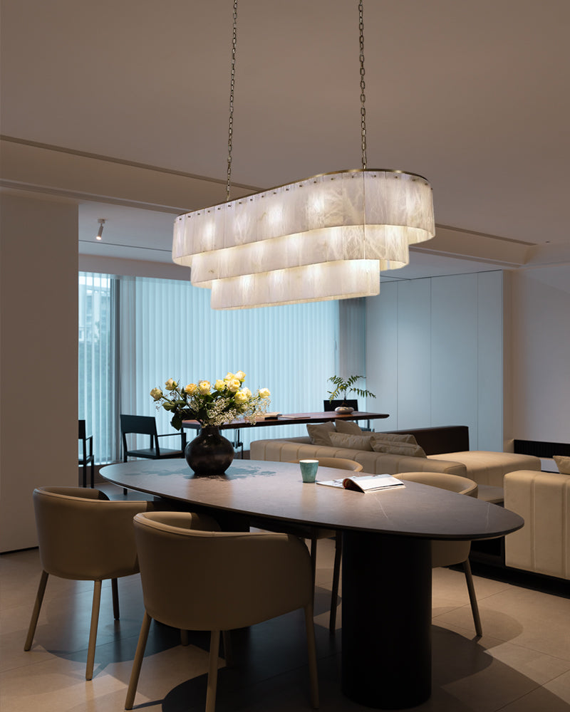 Stairwell Luxury Modern LED High Ceiling Large Alabaster Chandelier