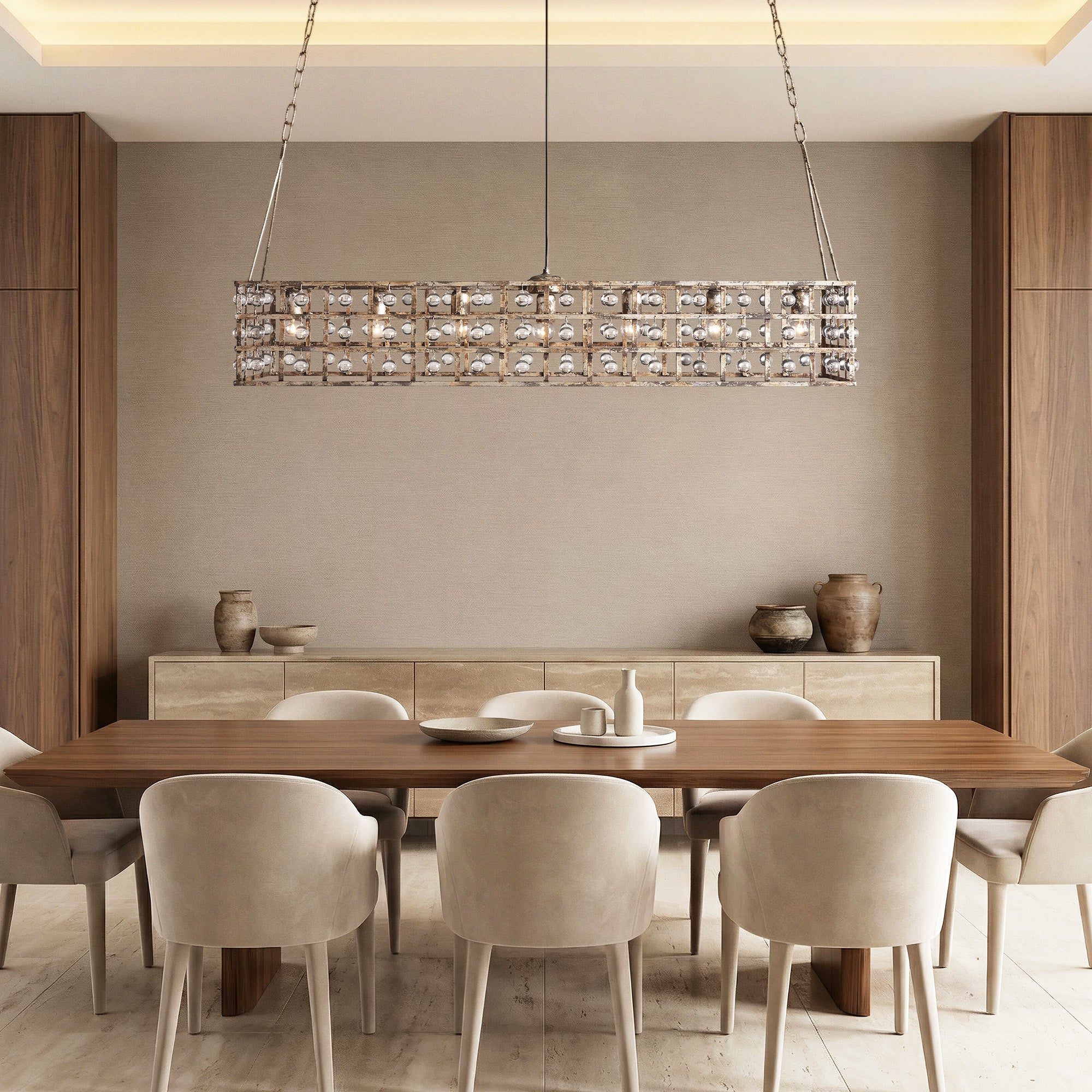 La Cage Rectangular Chandelier 7 Light