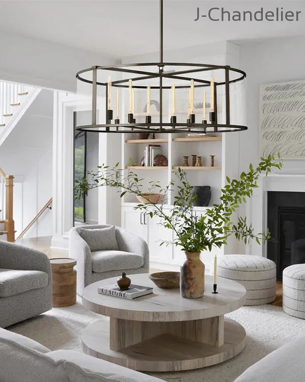 Baker Glass Lantern Modern Round Chandelier 33"44"55"