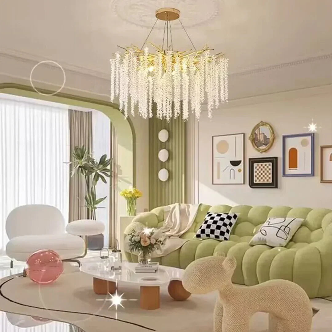 Elegant Crystal Icicle Chandelier in Branch Style for Dining Table Use
