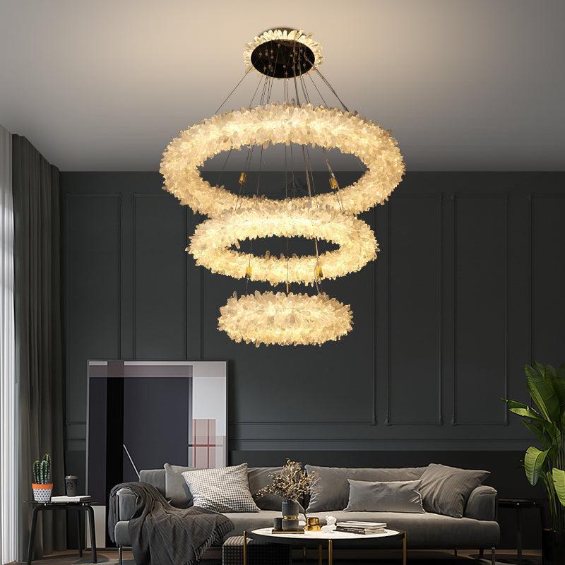Derek Modern Rock Quartz Crystal Cluster Halo Chandelier - Merlin Lamps