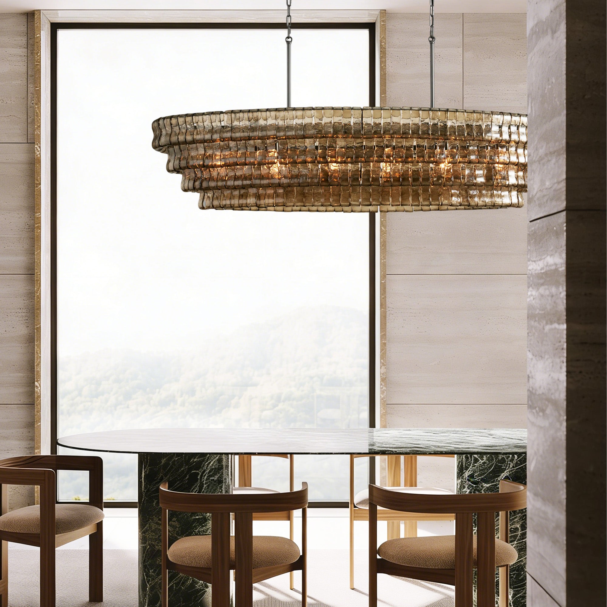 Ghiaccio Oval Chandelier 54"W/65"W