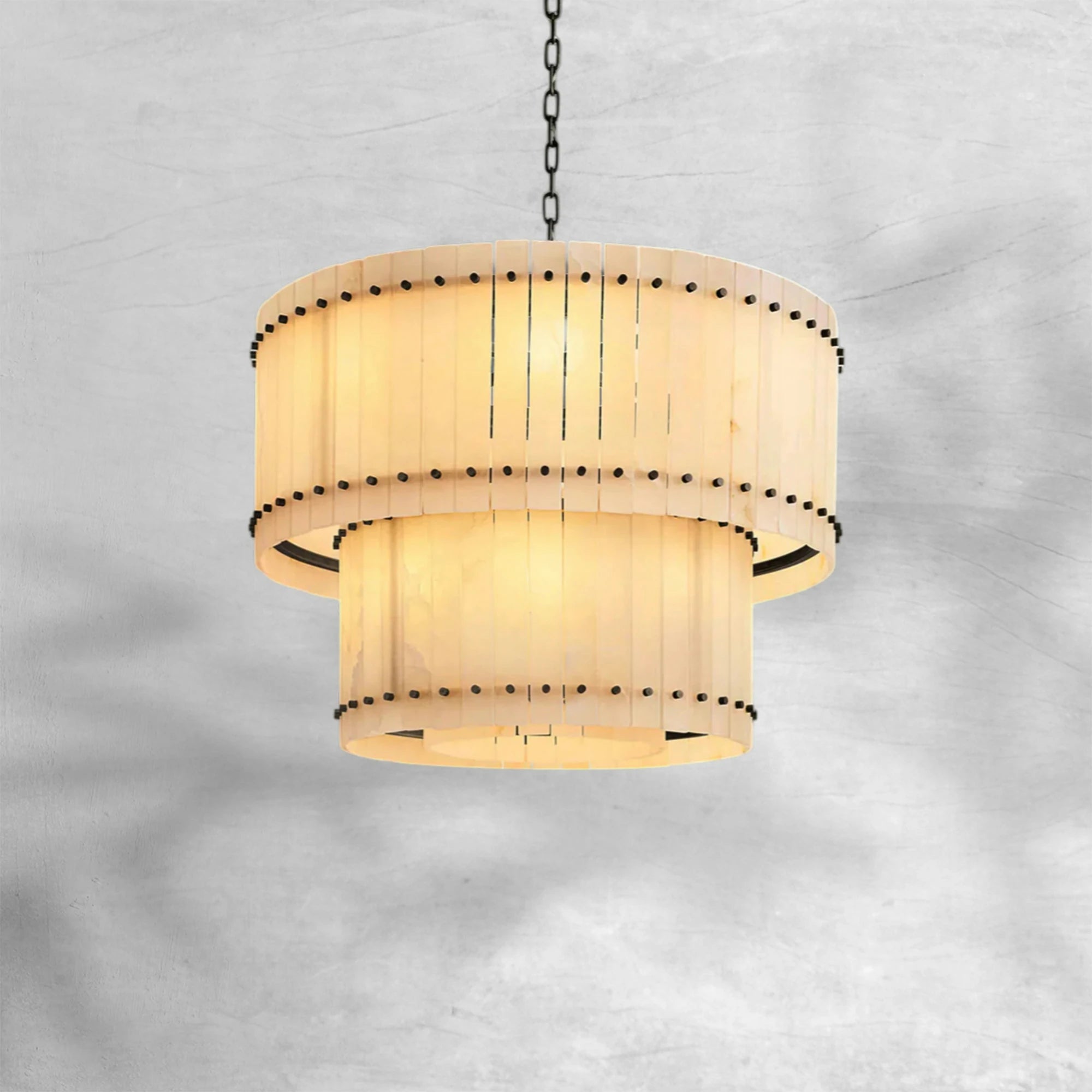 Sun Marcus Alabaster Round Tiered Chandelier