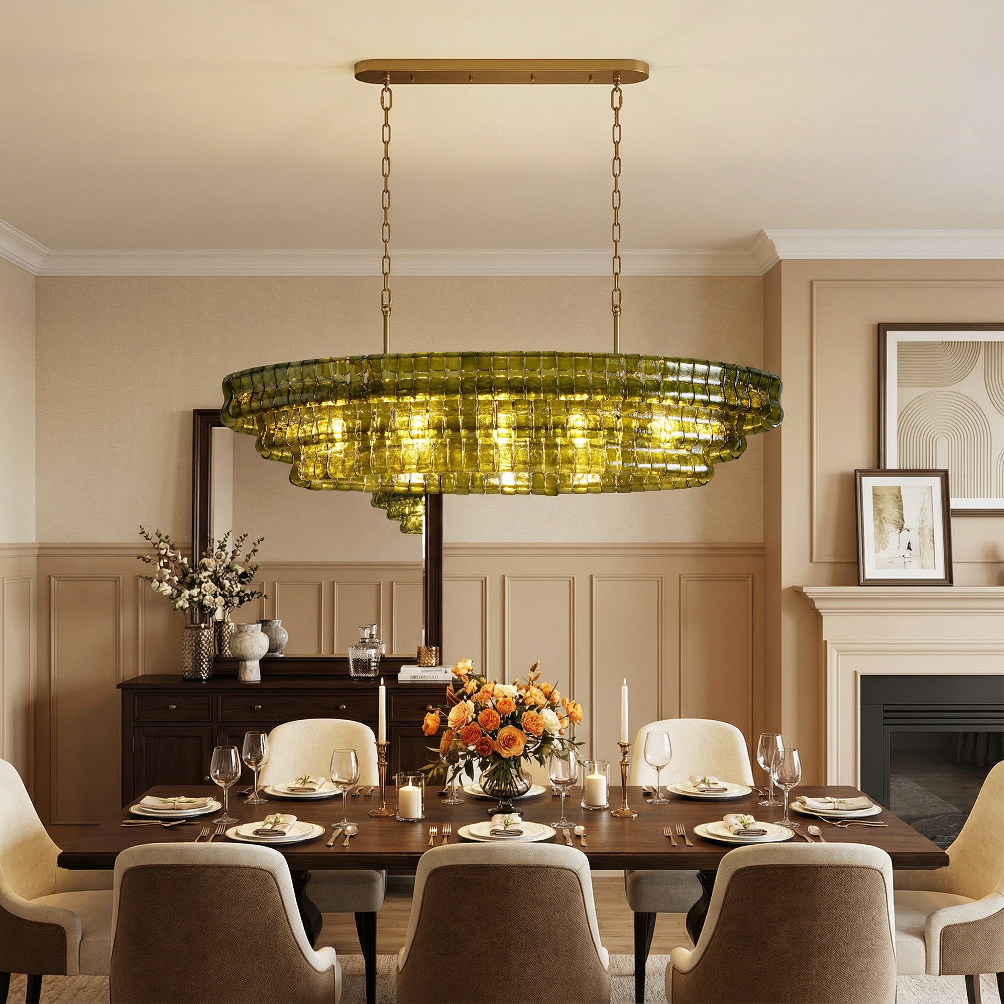 Ghiaccio Oval Chandelier 54"W/65"W