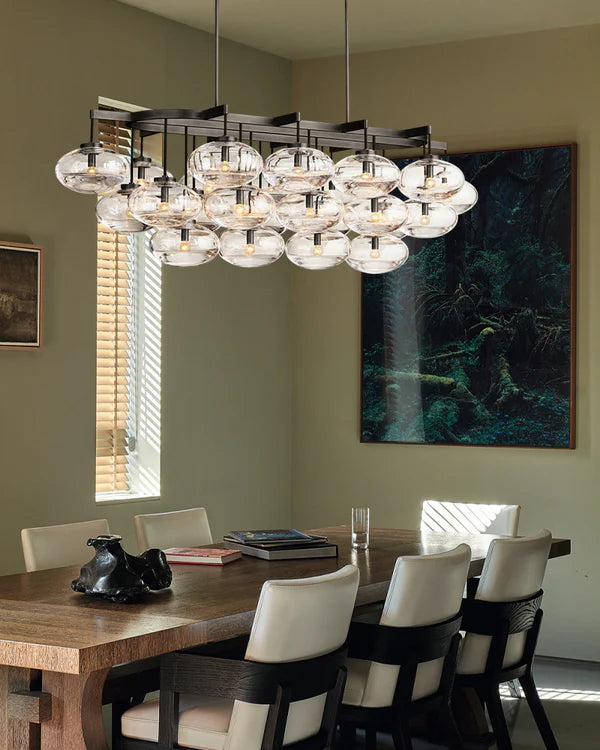Cabrlet Clear Glass Linear Chandelier 54"