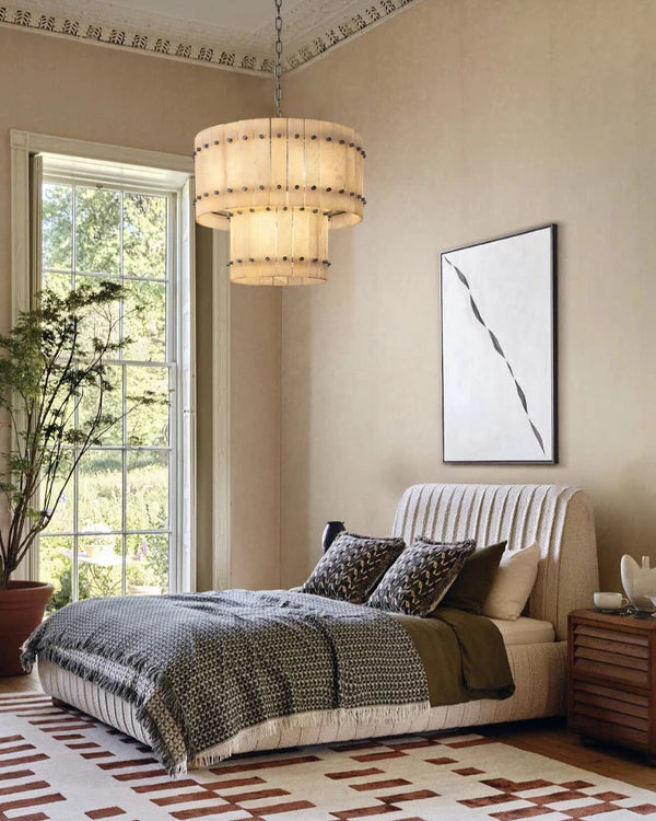 Sun Marcus Alabaster Round Tiered Chandelier