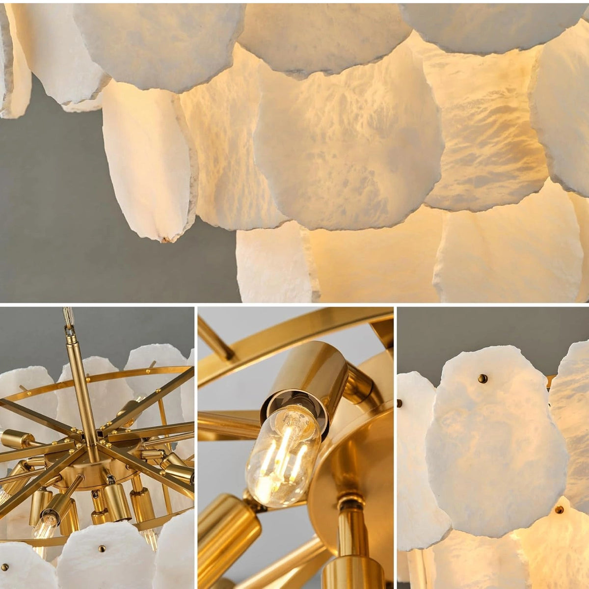 Your Brand Tiered Round Alabaster Chandelier