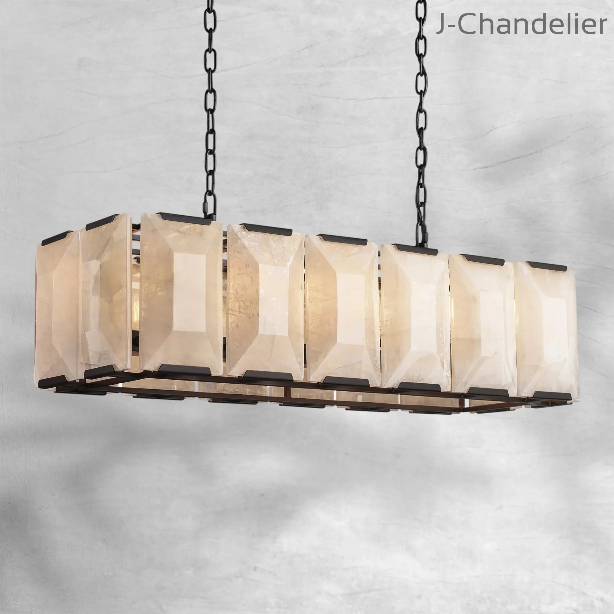 Harlew Calcite Rectangular Chandelier 42"