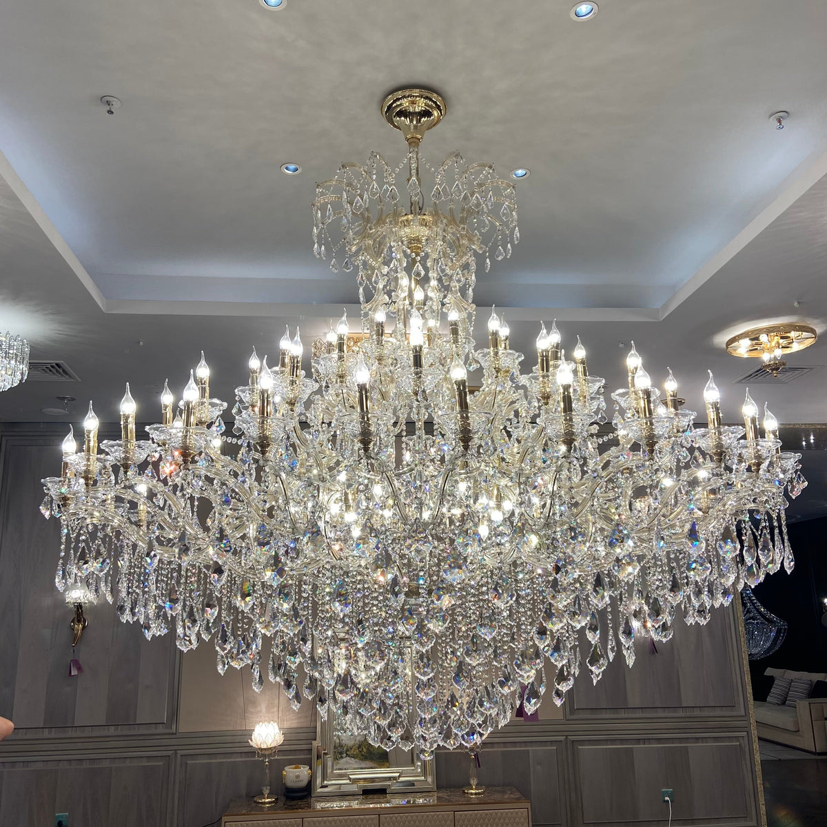 Extra Large Elegant Crystal Chandelier in Branch Style with Candle Lay