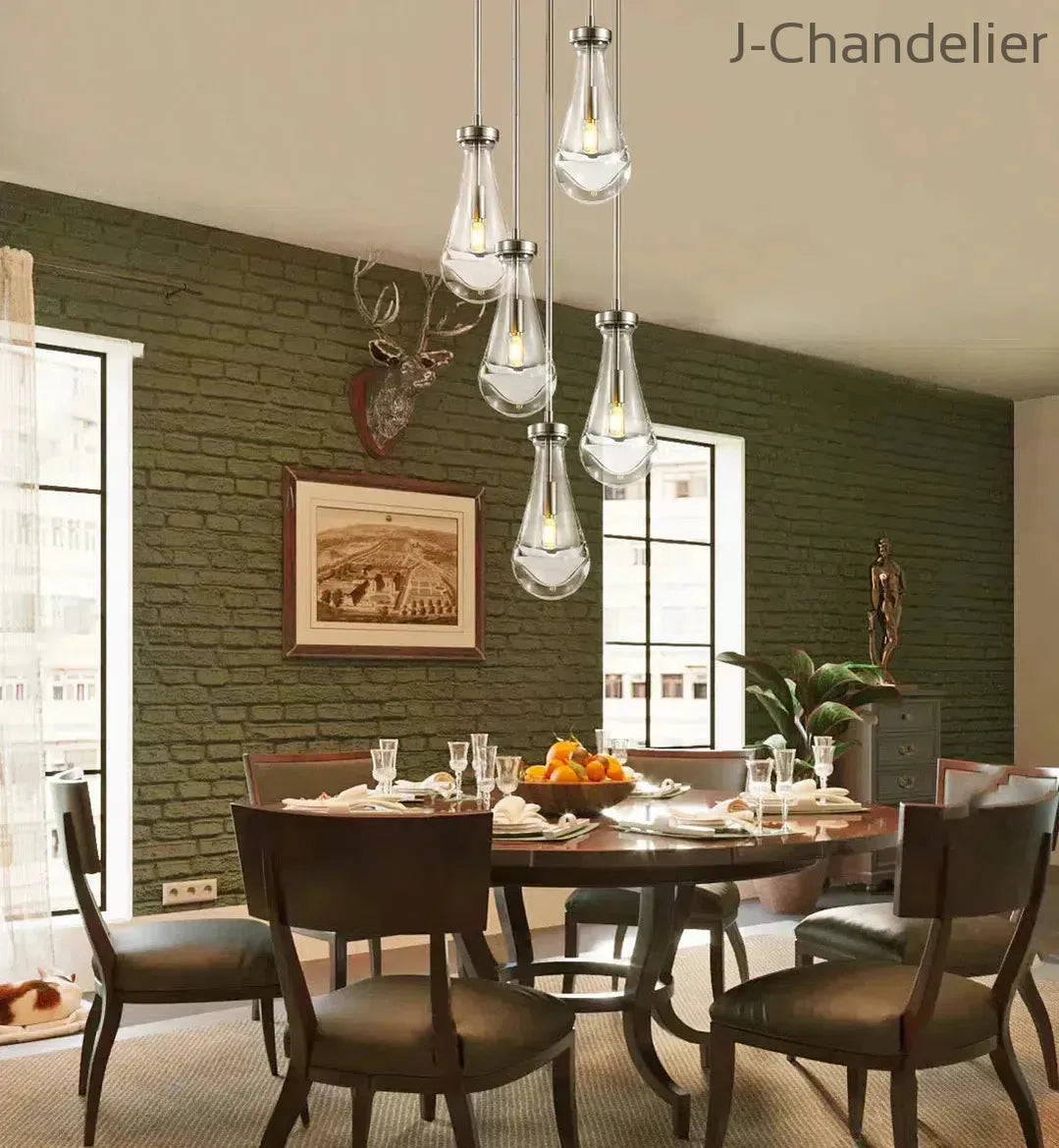 Raindrop Round Chandelier 5 Lights 14"D