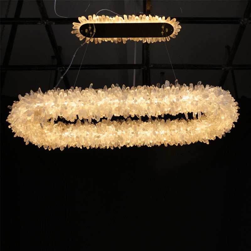 JC Vosa Modern Clear Geode Quartz Crystal Oval Chandelier 47"