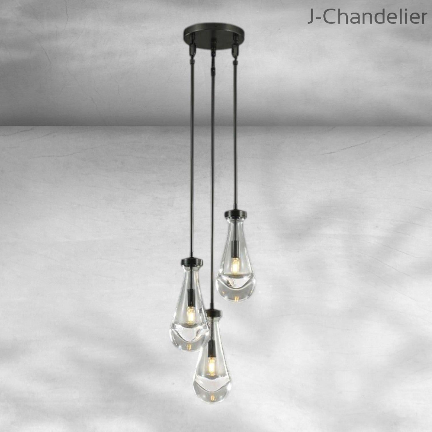 Raindrop 3-Light Rod Round Chandelier