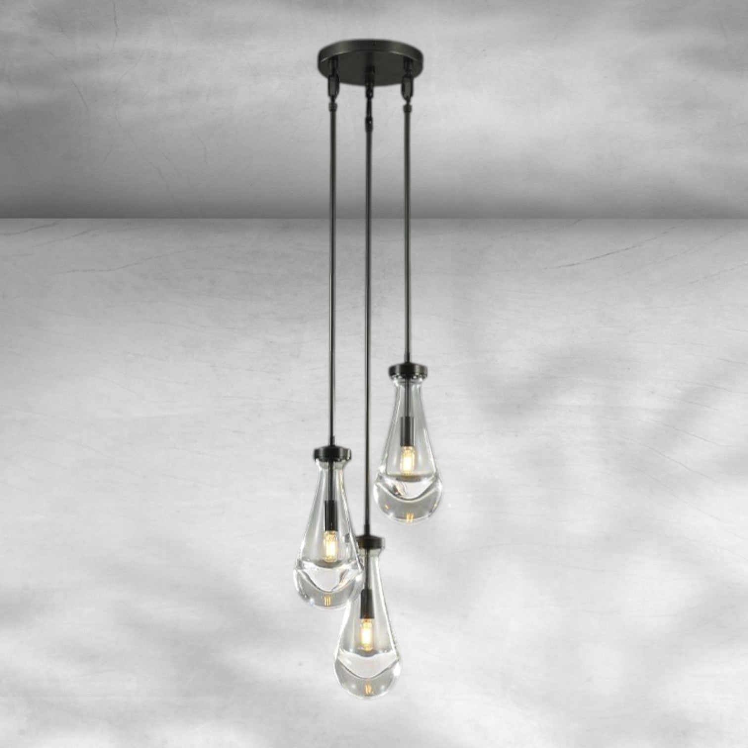 Raindrop 3-Light Rod Round Chandelier