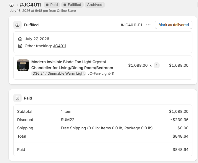 A  36" Downrod  Cost