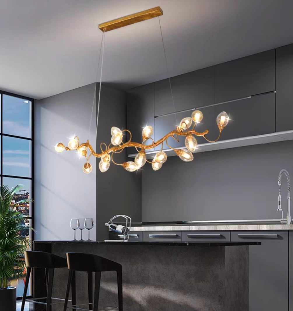 Modern Art Extra Large Branch Style Chandelier with Clear Bubble Glass Eggs for Dining Room and Living Room