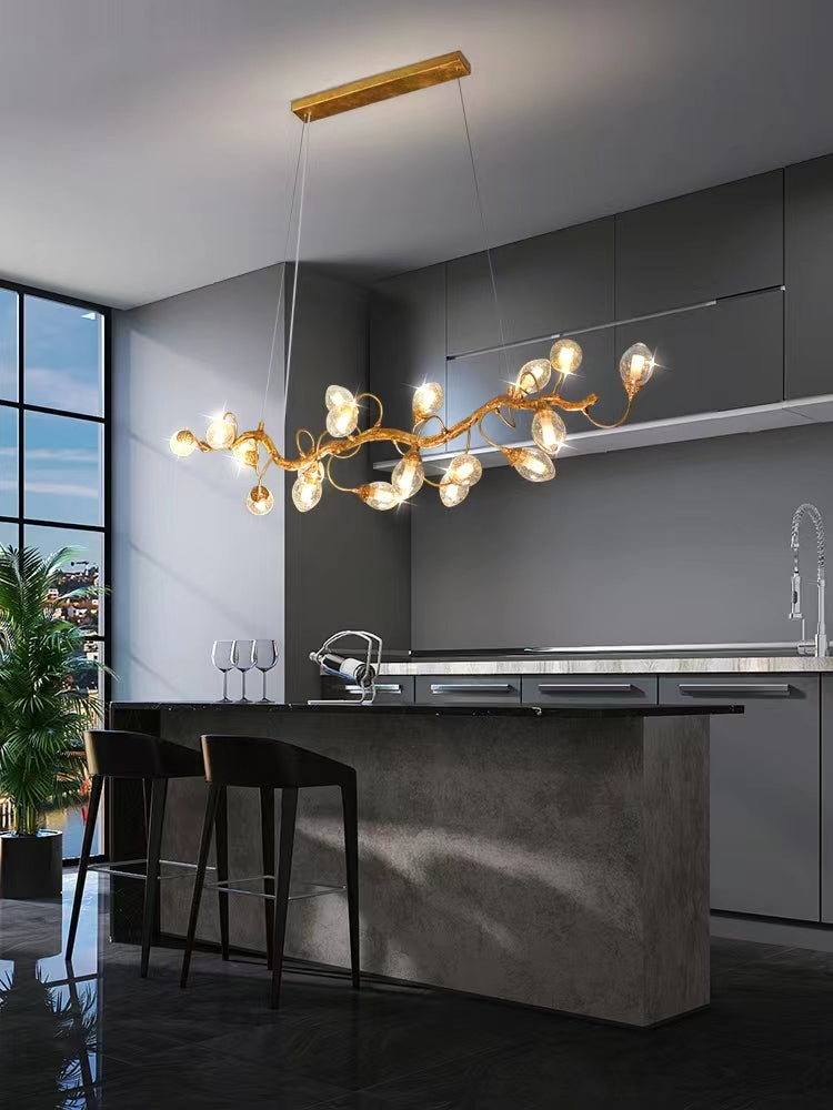 Modern Art Extra Large Branch Style Chandelier with Clear Bubble Glass Eggs for Dining Room and Living Room
