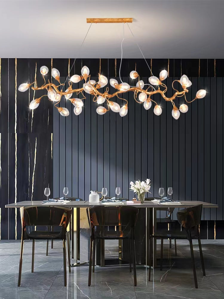 Modern Art Extra Large Branch Style Chandelier with Clear Bubble Glass Eggs for Dining Room and Living Room